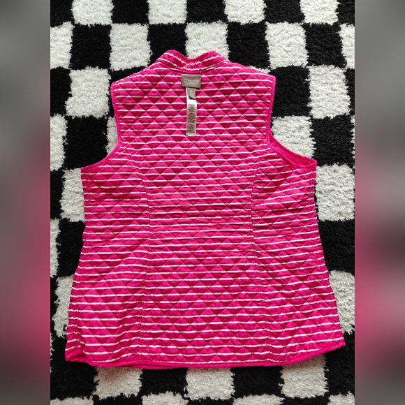 chico's Shocking Pink and Stripe Reversible Vest 2 - Picture 4 of 6